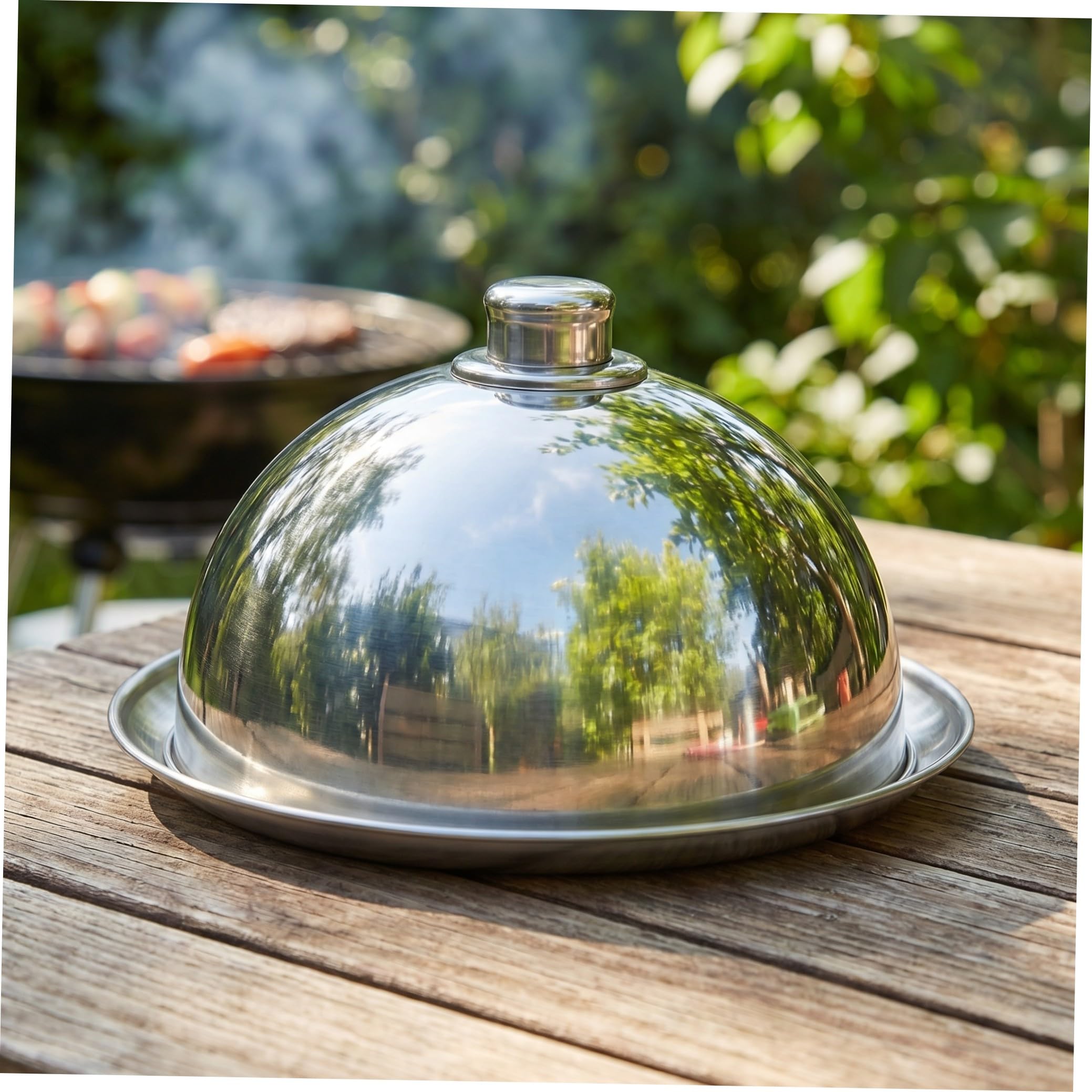 Gadpiparty Cúpula de Acero Inoxidable para Plato Redondo de 30cm, Plata | Tapa Tipo Cúpula para Mesa, Cierre Ajustado y Base Estable, Fácil Limpieza, Uso en Hogares y Restaurantes
