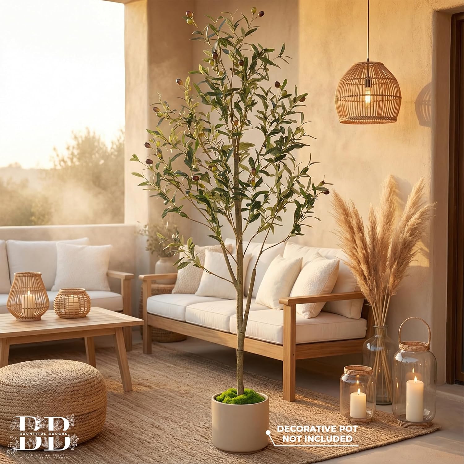 5ft (150 cm) Artificial Olive Tree with Black Plastic Pot & Moss – 720 Leaves, 40 Olives, Realistic Fake Indoor Potted Plant for Home, Bedroom, Office & Living Room Decor