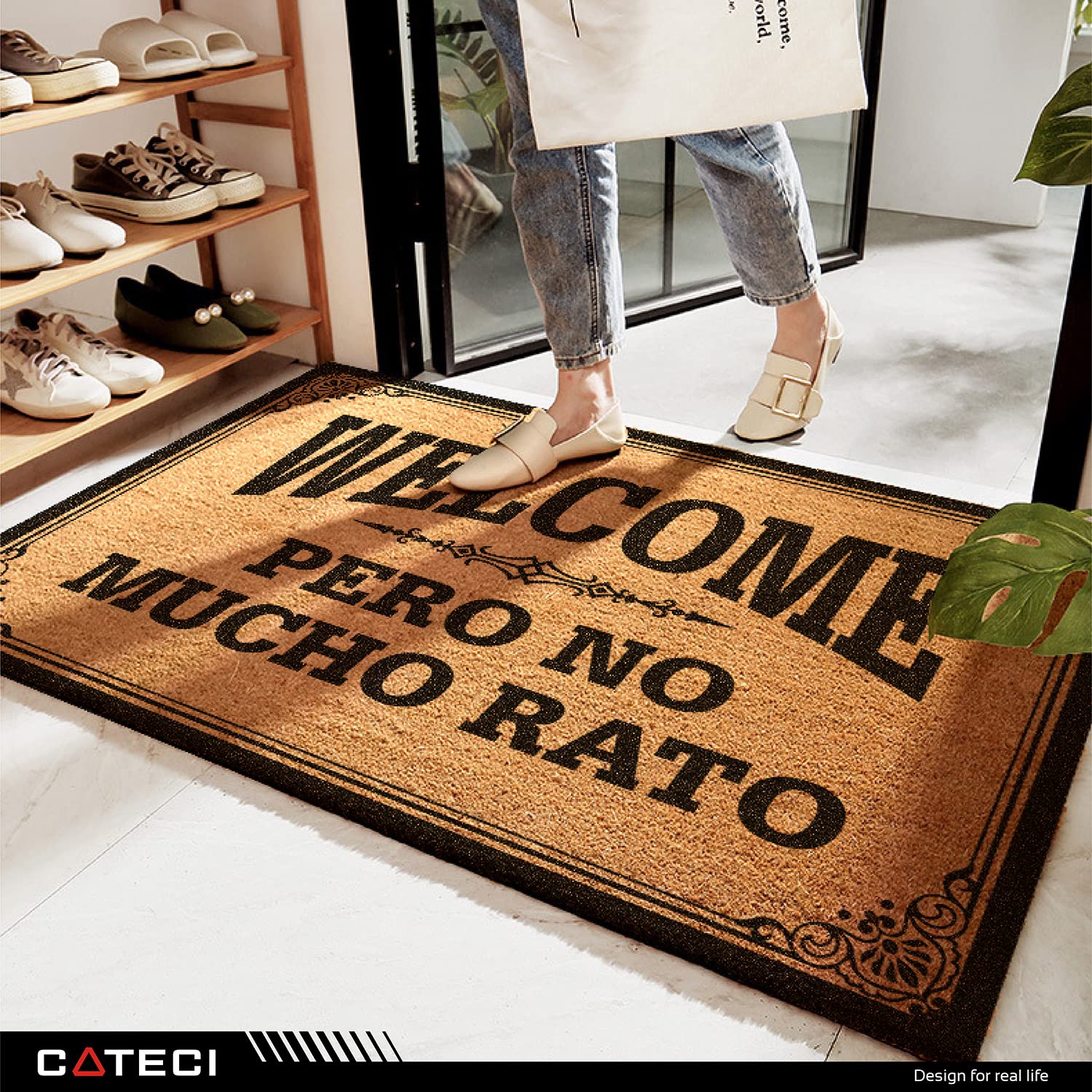 COTECI Welcome Wycieraczki Śmieszne Welcome Pero No Mucho Rato Maty Gumowy Antypoślizgowy Podkład Można prać w pralce, Dywan wejściowy do drzwi wejściowych do ogrodu/kuchni/sypialni 81 cm x 50 cm