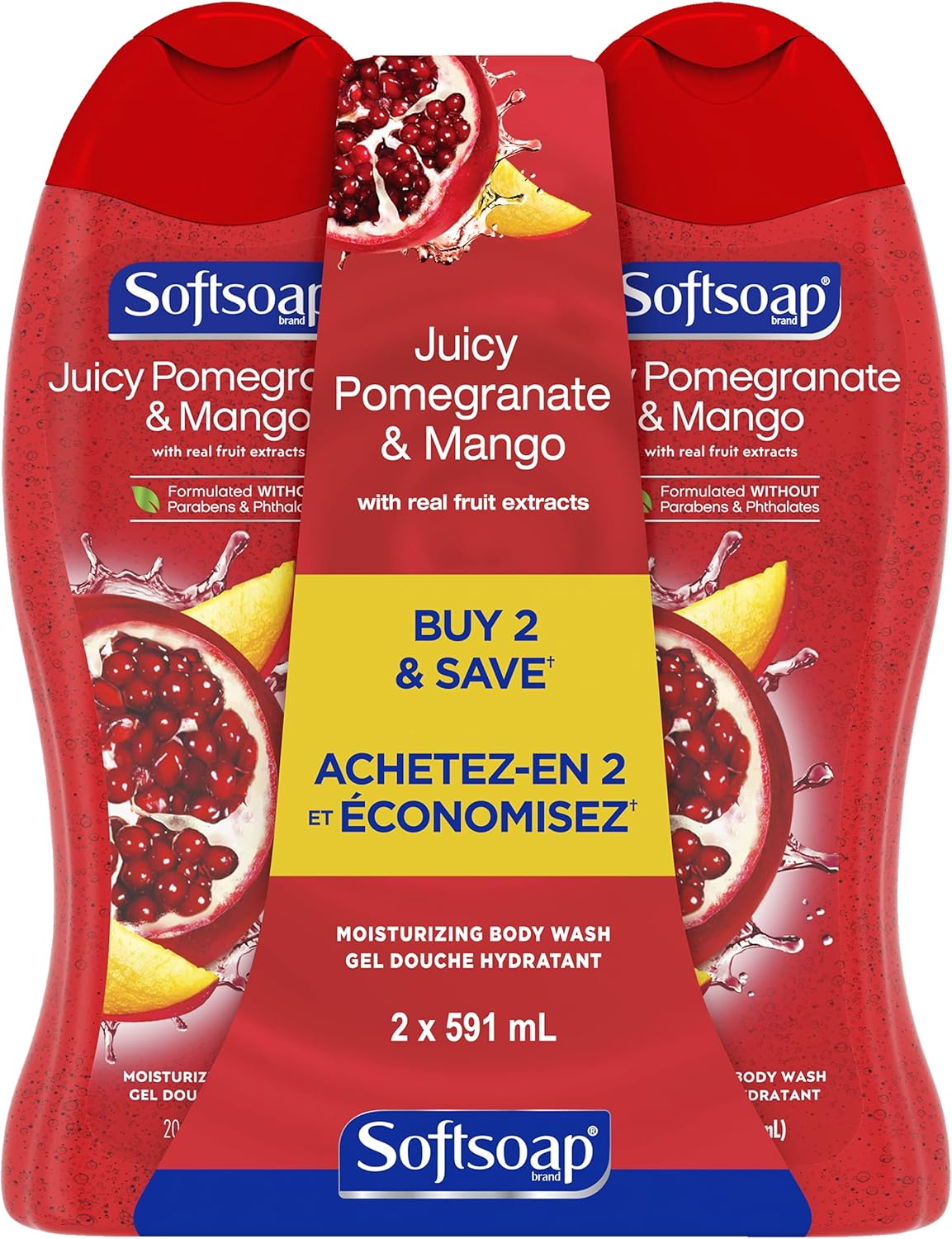 Softsoap Moisturizing Body Wash, Pomegranate and Mango, 591 mL (2 Pack