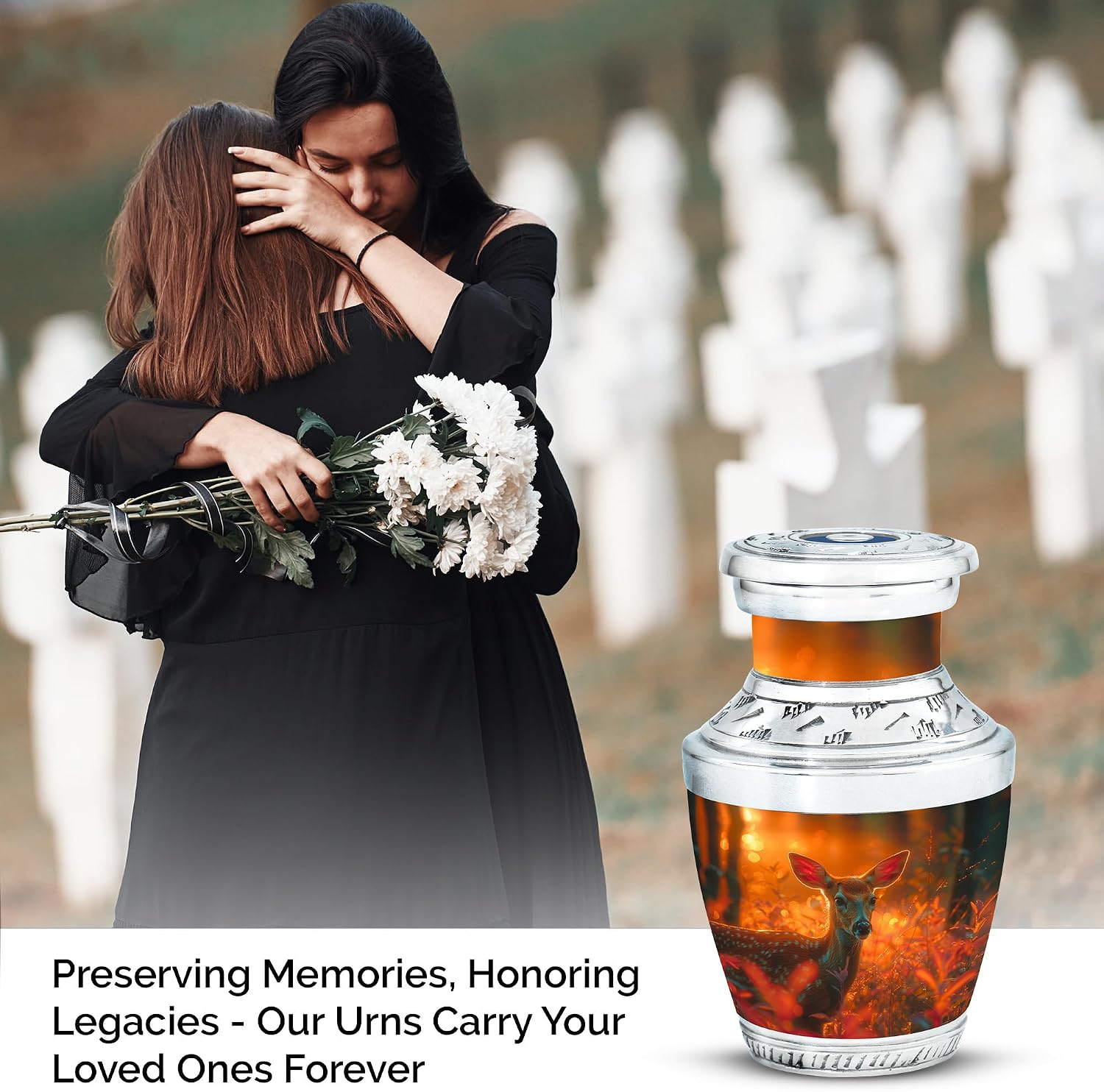 Cremation Keepsake Urns, Urns for Human Ashes Adult Mall & Female, Funeral Urns Small, Mini Keepsake Funeral Urn 3''_Orange | Deer Urn | Small urn for Ashes for Women