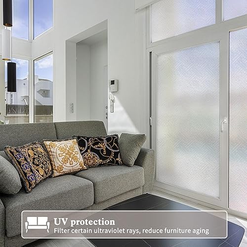 Miniatura 4 de Filmgoo Película de privacidad para ventana, esmerilada, no adhesiva, adherencia estática, extraíble, bloqueo solar UV, película decorativa para