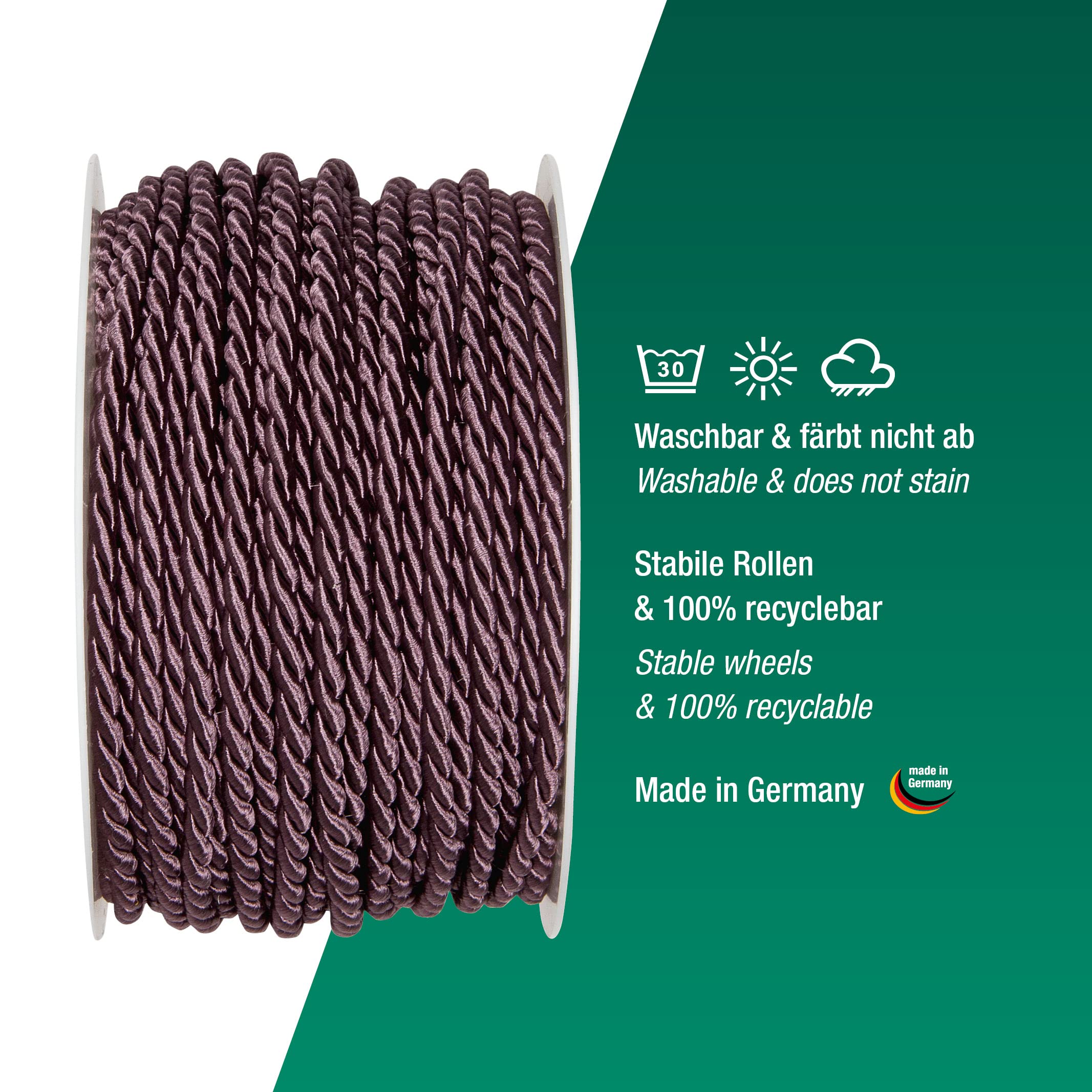 Halbach Seidenbänder Premium Kordel (Dunkles Flieder) – Bild 3