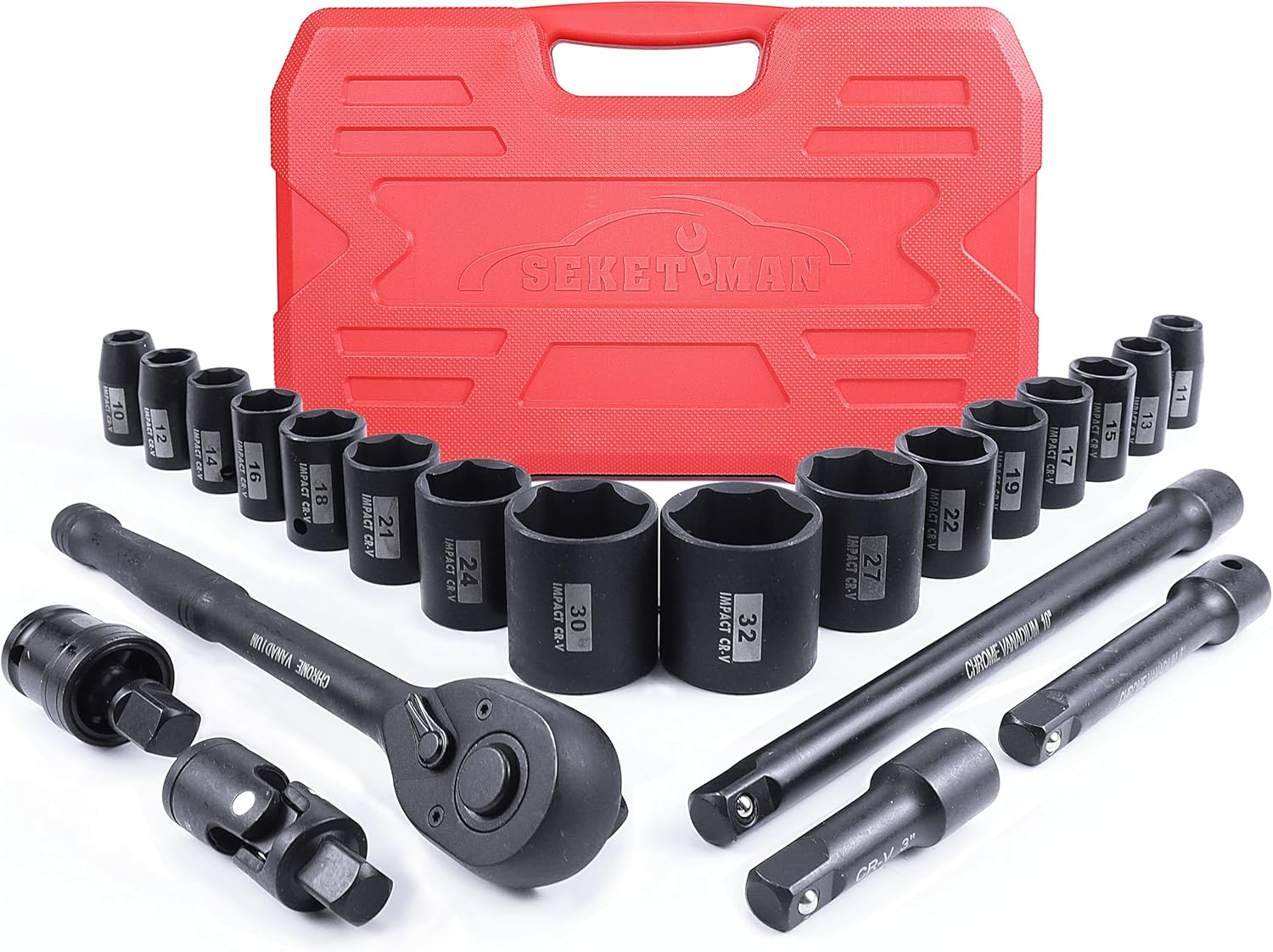 SEKETMAN 22PCS 1/2Drive Shallow Impact Socket Set,1/2Inch
