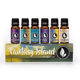 Eternal Essence Oils Fantasy Island Set of 6 Premium Fragrance Oils - Includes Freesia, Dark Amethyst, Blue Sage, End of The Rainbow, White Sand, and Seaside Citrus Scented Oils - 10ML