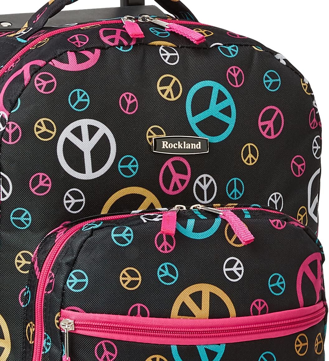 Rockland Double Handle Rolling Backpack, Peace, 17" - Image 5
