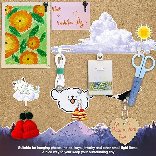 Miniatura 4 de K&janet6am 100 ganchos de alfiler, cabezales de plástico, tachuelas de pared transparentes, pasadores transparentes para pared de tela, tablón de