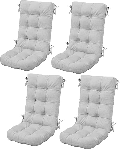 SERWALL - Juego de 4 cojines para mecedora de polietileno de alta densidad de exteriores, cojín de espuma viscoelástica, color gris