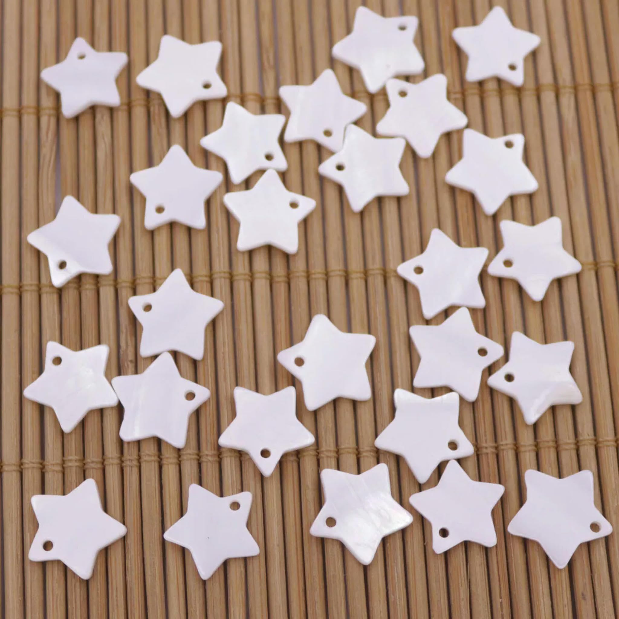 Lote de 50 Cuentas de Concha Natural con Forma de Estrella de nácar de 12 mm para Hacer Joyas.