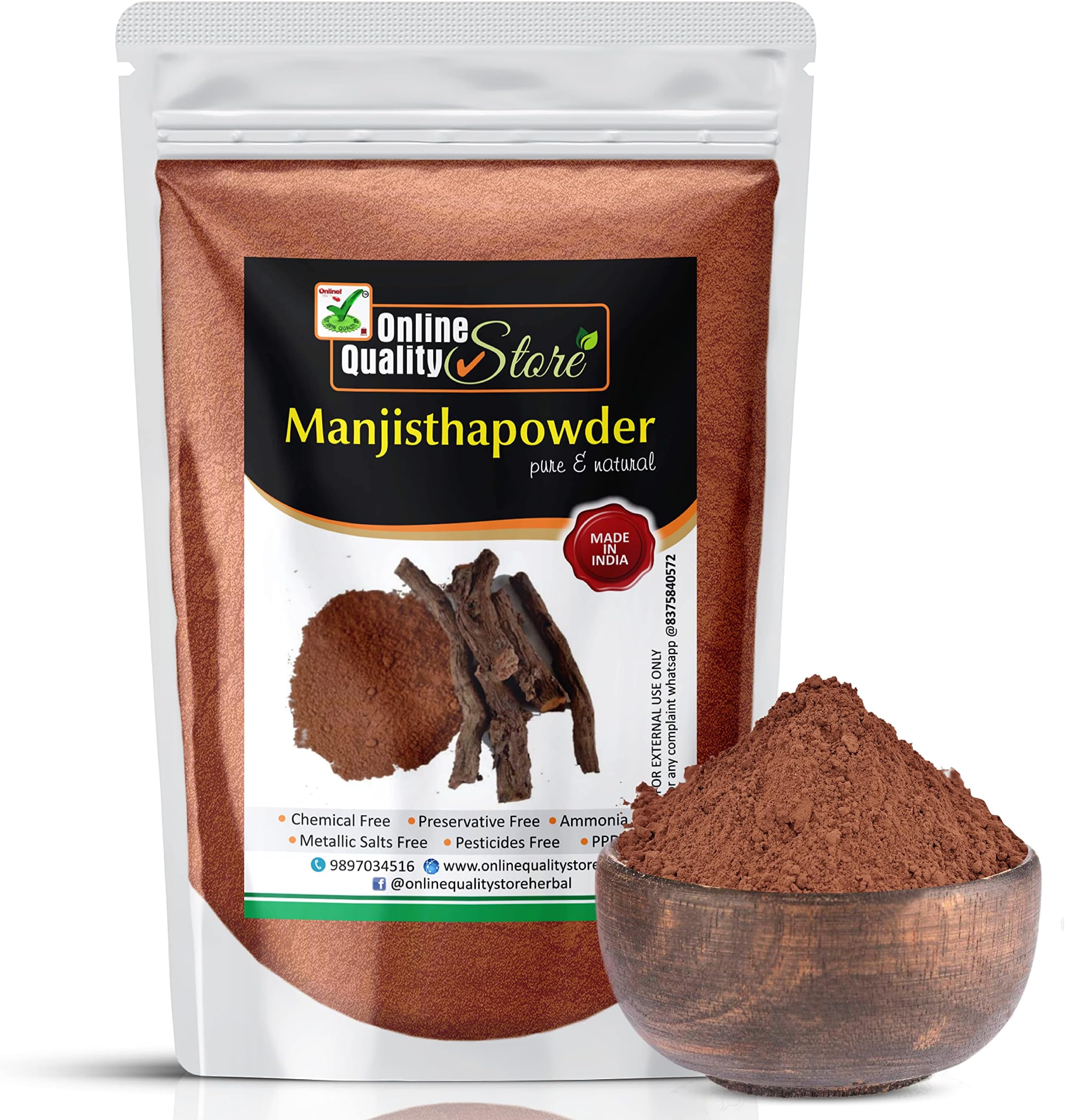 Online Quality Store Manjistha Powder for Skin - Natural Rubia Cordifolia Powder for Face, Natural Face Pack, 250g