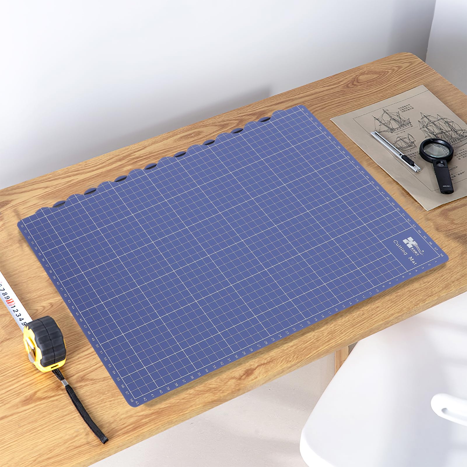 Faltbare Schneidematte 60x45 aus Pvc Blau für Schüler und Lehrer