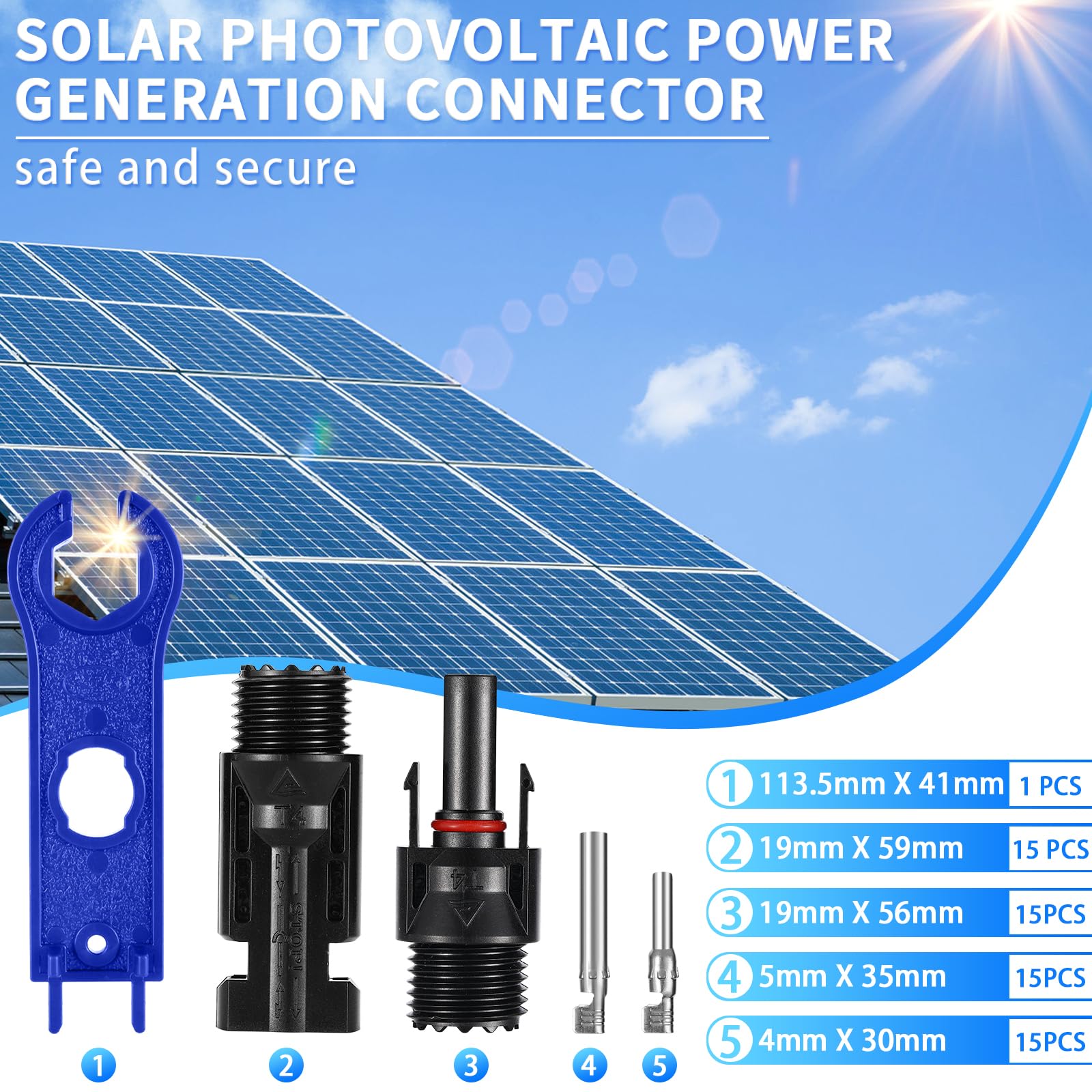 10 Set Connettori Pannelli Solari + Chiavi - Maschio/Femmina, Per Cavi PV, Impermeabili - Foto 14