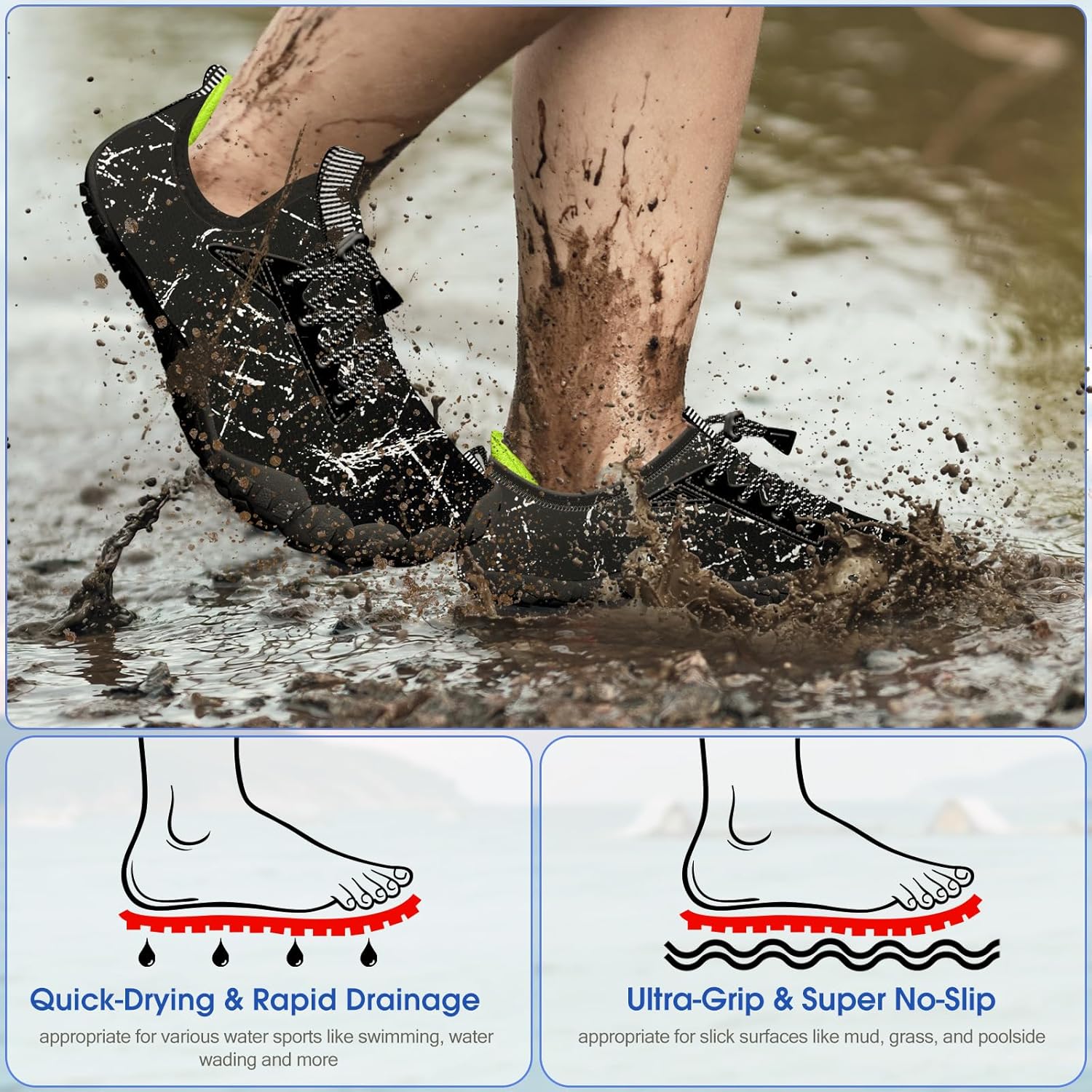 Built-in Heel Grips Water Shoes for Kids Girls Boys Hiking Wide Barefoot Swim Beach Pool Big Kid - Image 3