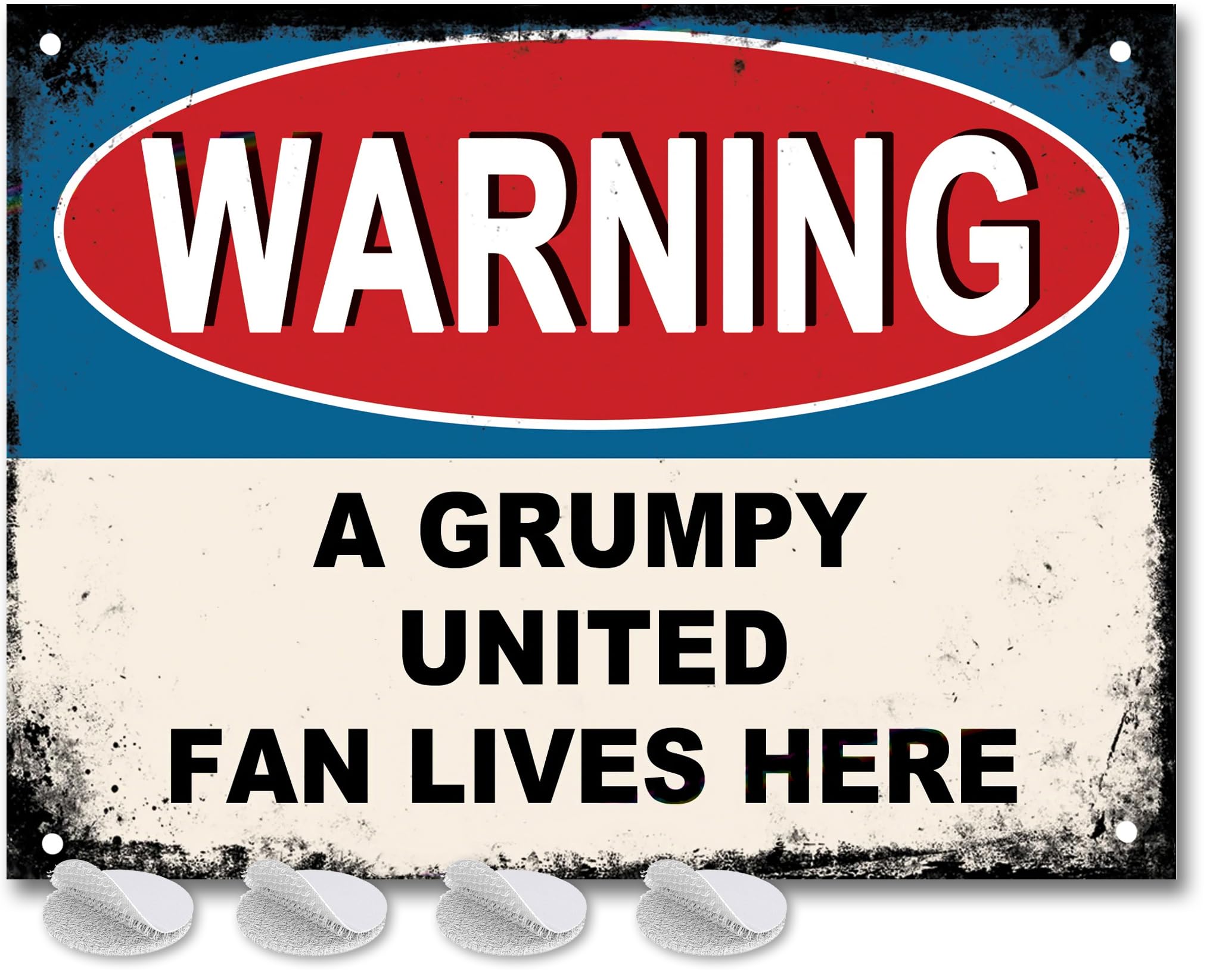Funny Manchester Football Fan Sign – Grumpy Supporter Gift for Men or Boys, Humorous United Metal Sign for Home Bar, Man Cave or Dads Shed.