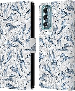 Head Case Designs Officially Licensed Micklyn Le Feuvre Navy Giraffes On White Wildlife Leather Book Wallet Case Cover Compatible with Motorola Moto G Stylus 5G (2022)