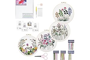 Large Embroidery Kit for Beginners Adults-Enkor 4 Sets Cross Stitch Kits