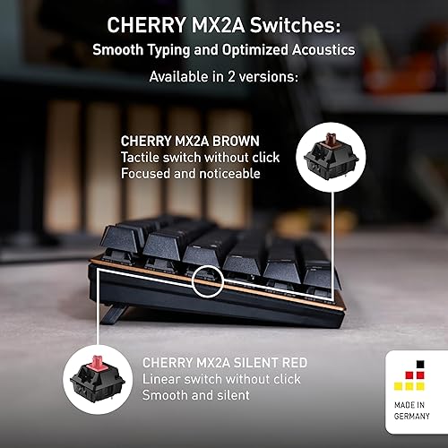 Miniatura 4 de Cherry Teclado mecánico de oficina KC 200 MX con nuevos interruptores MX2A. Diseño moderno con marco de placa de metal. (bronce con interruptor