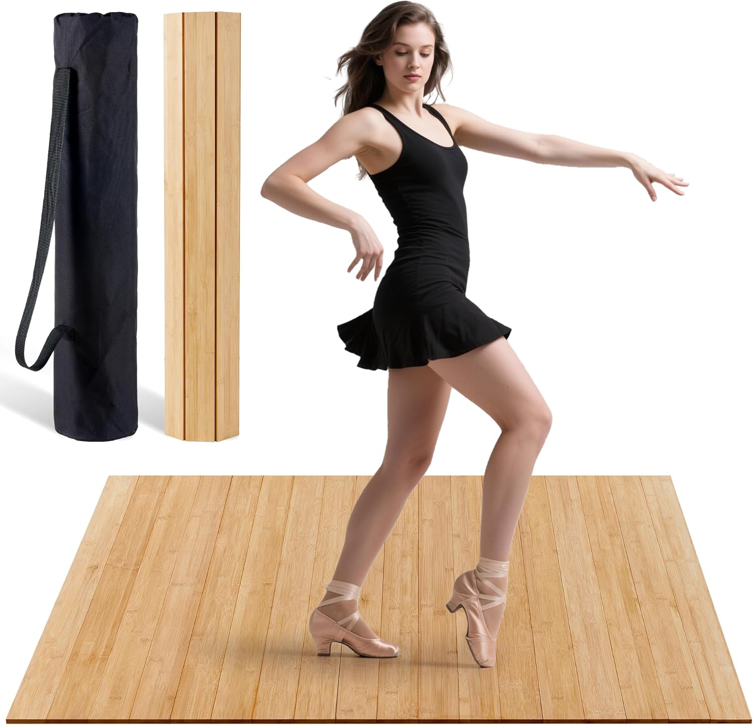 tap dance floor -47.8 x 37.4 inch portable dance floor for any surface with storage bag, solid dance floor mat for flamenco dancing, cushioned base mat perfect for home, studio & events