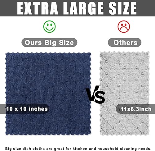 Miniatura 5 de Homaxy Paquete de 12 paños de cocina (10 x 10 pulgadas, azul marino), paños de cocina de terciopelo coral súper suaves y absorbentes, paños de