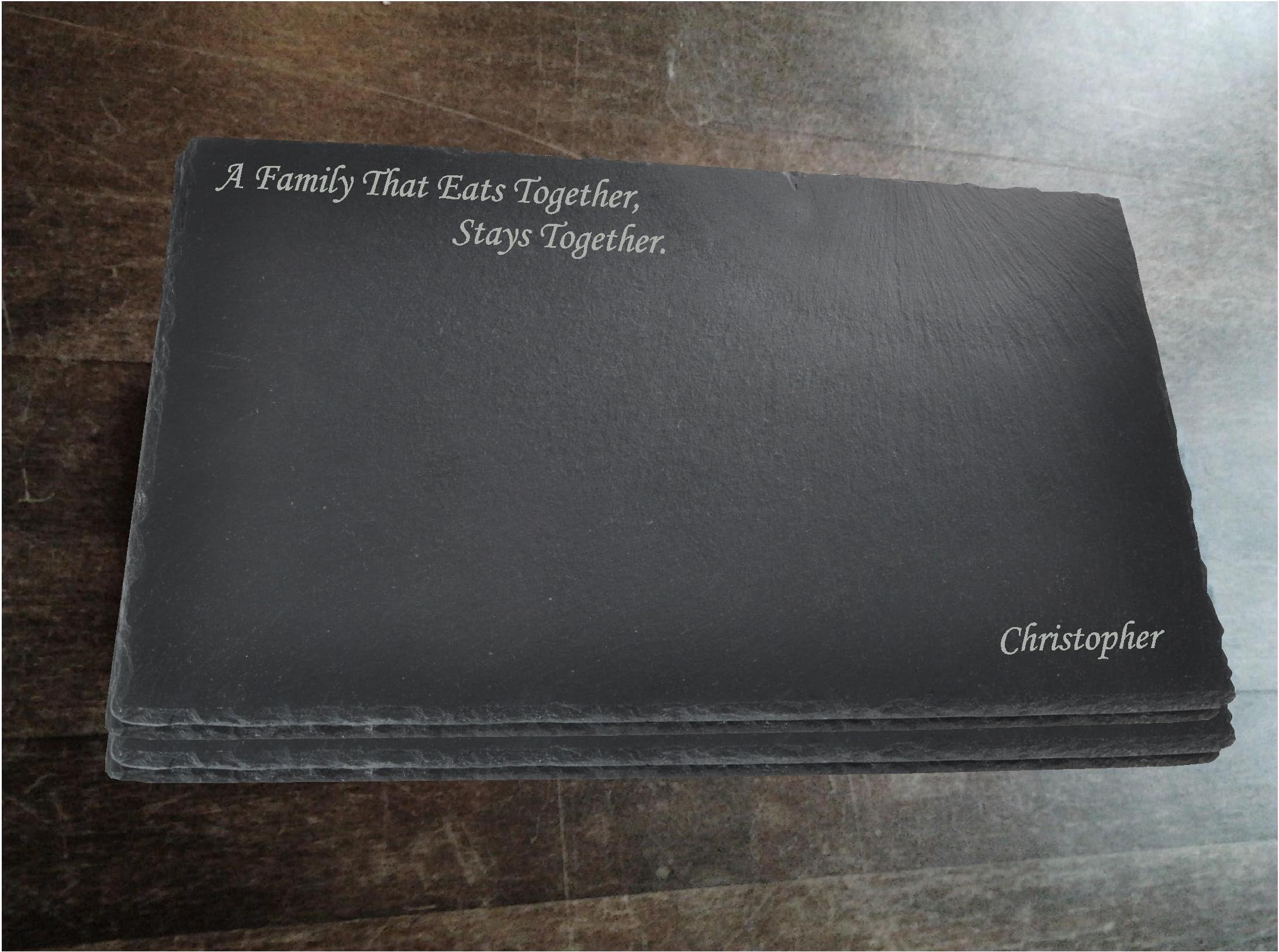 1st 4 Signs Natural Slate Engraved Personalised Placemats Beautiful Gift Set of 4 / Present
