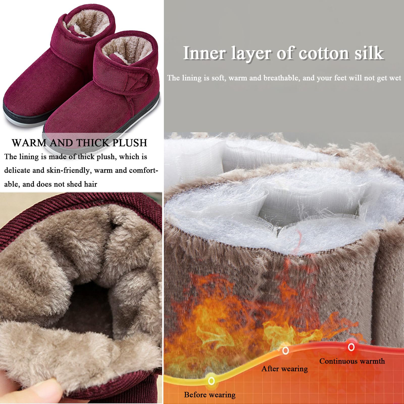 Pantofole Uomo Donna Invernali da Casa Ciabatte Pelose Calde Comode da Inverno Stivali da Neve Antiscivolo Traspirante Scarpe da Passeggio