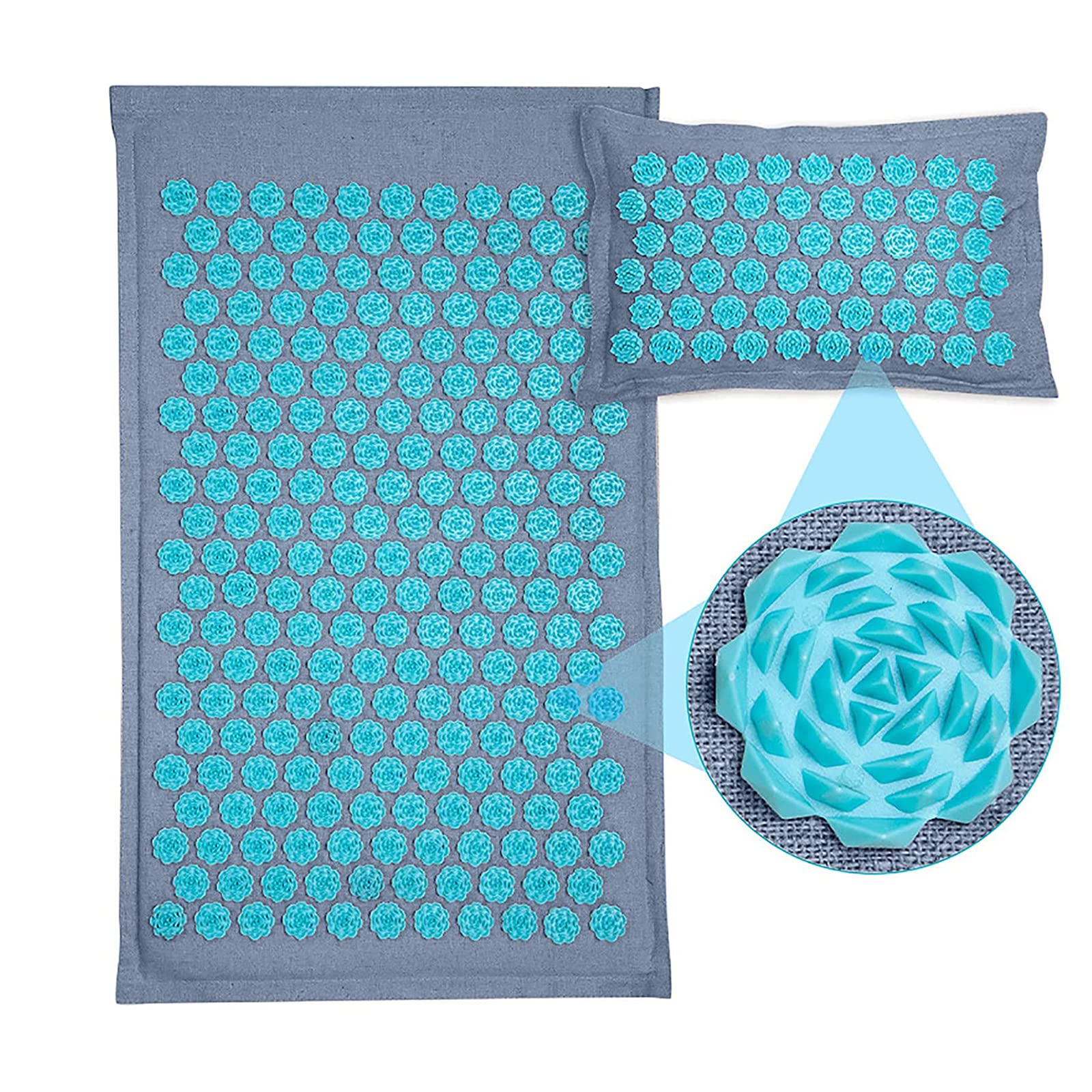 Tapis Accupressure Fleur - Tapis D'acupression Dos Bio Kit, Tapis Acupuncture Sciatique Magnetisme, Coussin Acupression D'acupression Nuque, Tapis Massage Acupression Jambes Naturel Lin