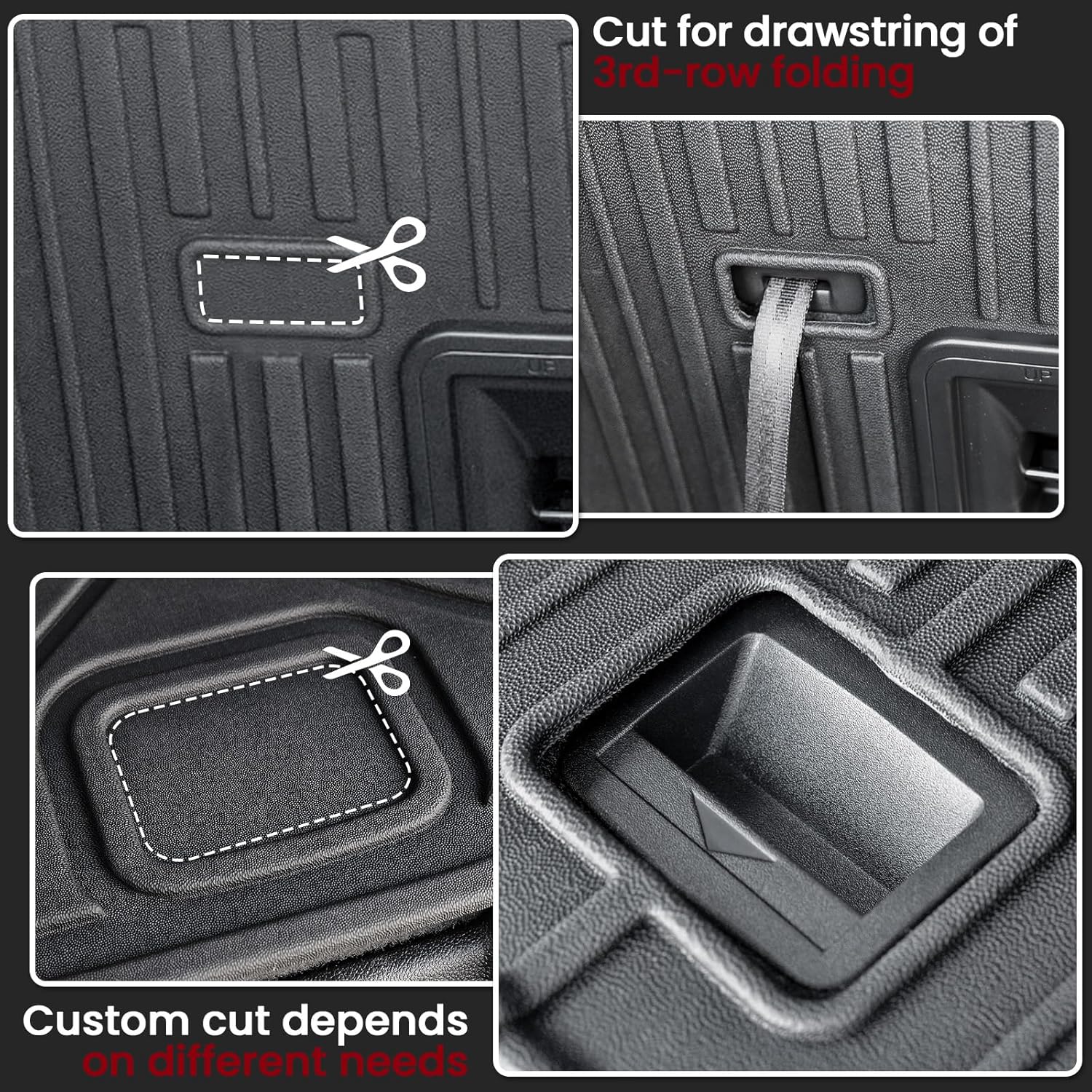 Cargo Mat Backrest Mats for 2024 2025 2026 GMC Acadia 7 Seats Car Accessories, All-Weather TPE Protector Cargo Liner Trunk Mat Seat Back Covers - Image 6