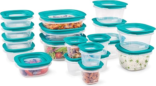 Rubbermaid Contenedores de almacenamiento de alimentos de 38 piezas con bases a presión para una fácil organización y tapas para almuerzo,