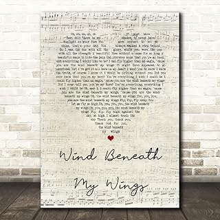 Wind Beneath My Wings Script Heart Song Lyric Quote Wall Art Gift Print