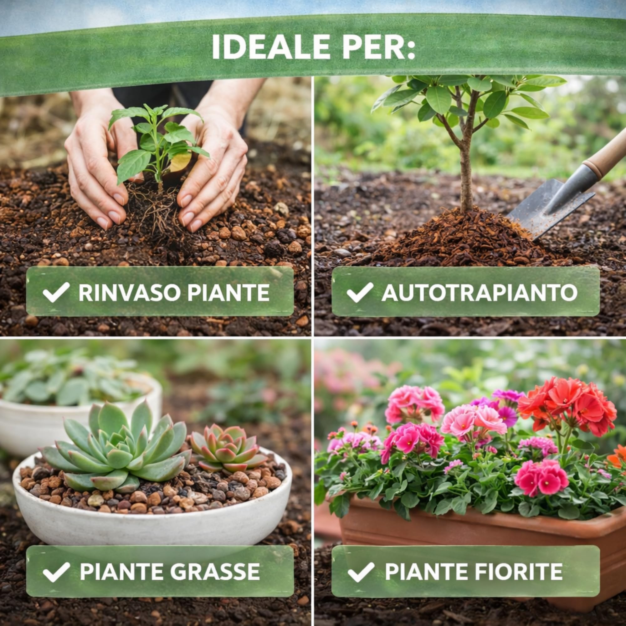 Clorophilla Kit Substrati per Piante – 4 Sacchi da 10L (Fibra di Cocco + Lapillo Vulcanico + Perlite Espansa + Terriccio Universale) – Drenaggio, Aerazione e Crescita Radicale (KIT 10L X4)