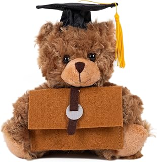 Plushland Graduation Gifts for Kids Class of 2026 Mini Graduation Teddy Bear Orange Gift Cards Holder Stuffed Animal Plush Toys with Graduation Cap for Graduates Party 6 Inches