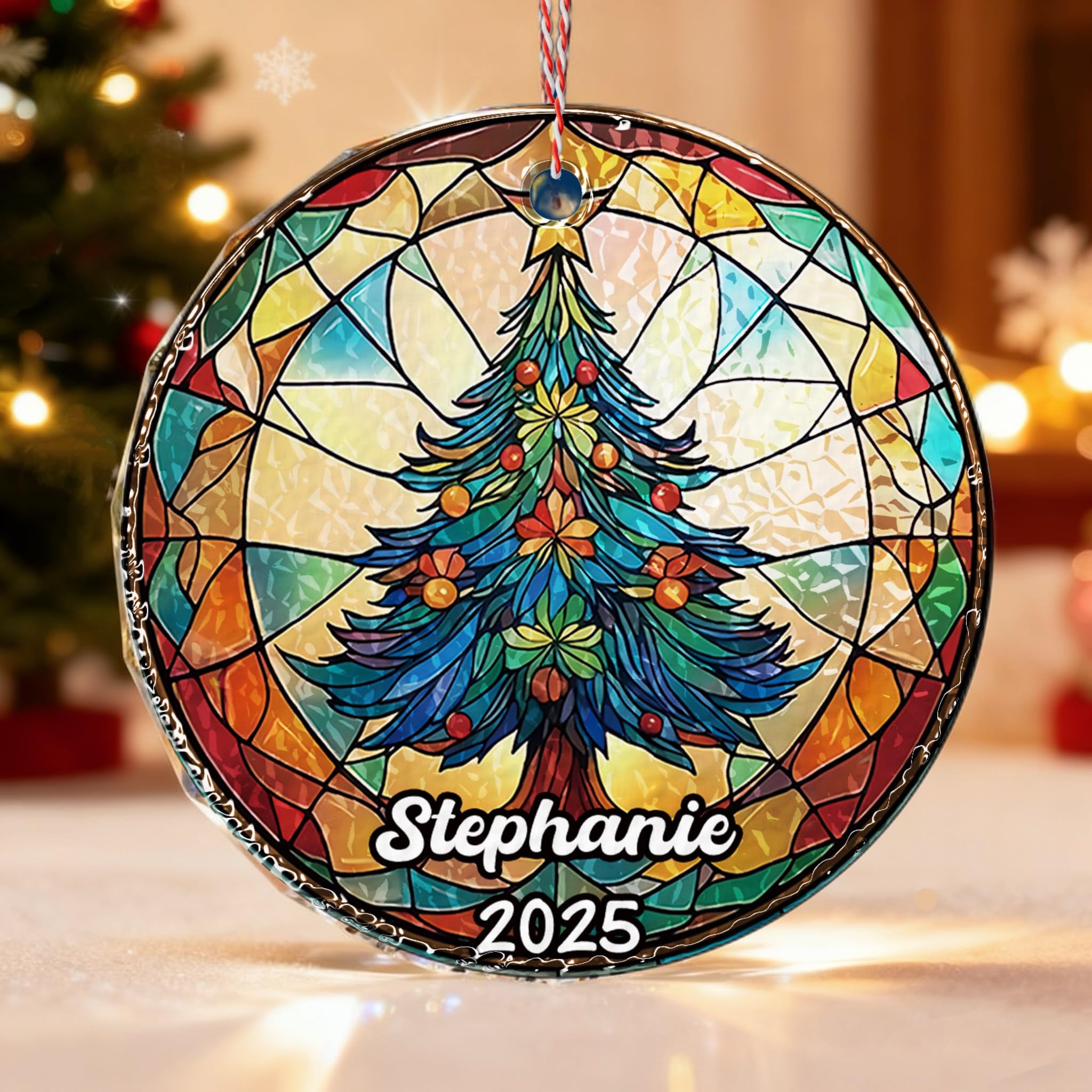 Bemaystar 2025 Personalised Christmas Baubles, Colorful Glass Christmas Decoration, Personalized Christmas Gifts for Family, Friends & Pets