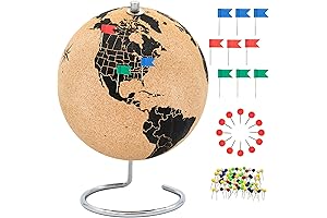 Beautiful Cork Globe with 102 Push Pins: Your Personal Travel Journal