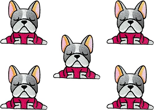 Miniatura 4 de PLpatch - Logotipo de dibujos animados para perro, bulldog francés, cachorro, mascota, lindo logotipo 1 para coser con apliques bordados, insignia,