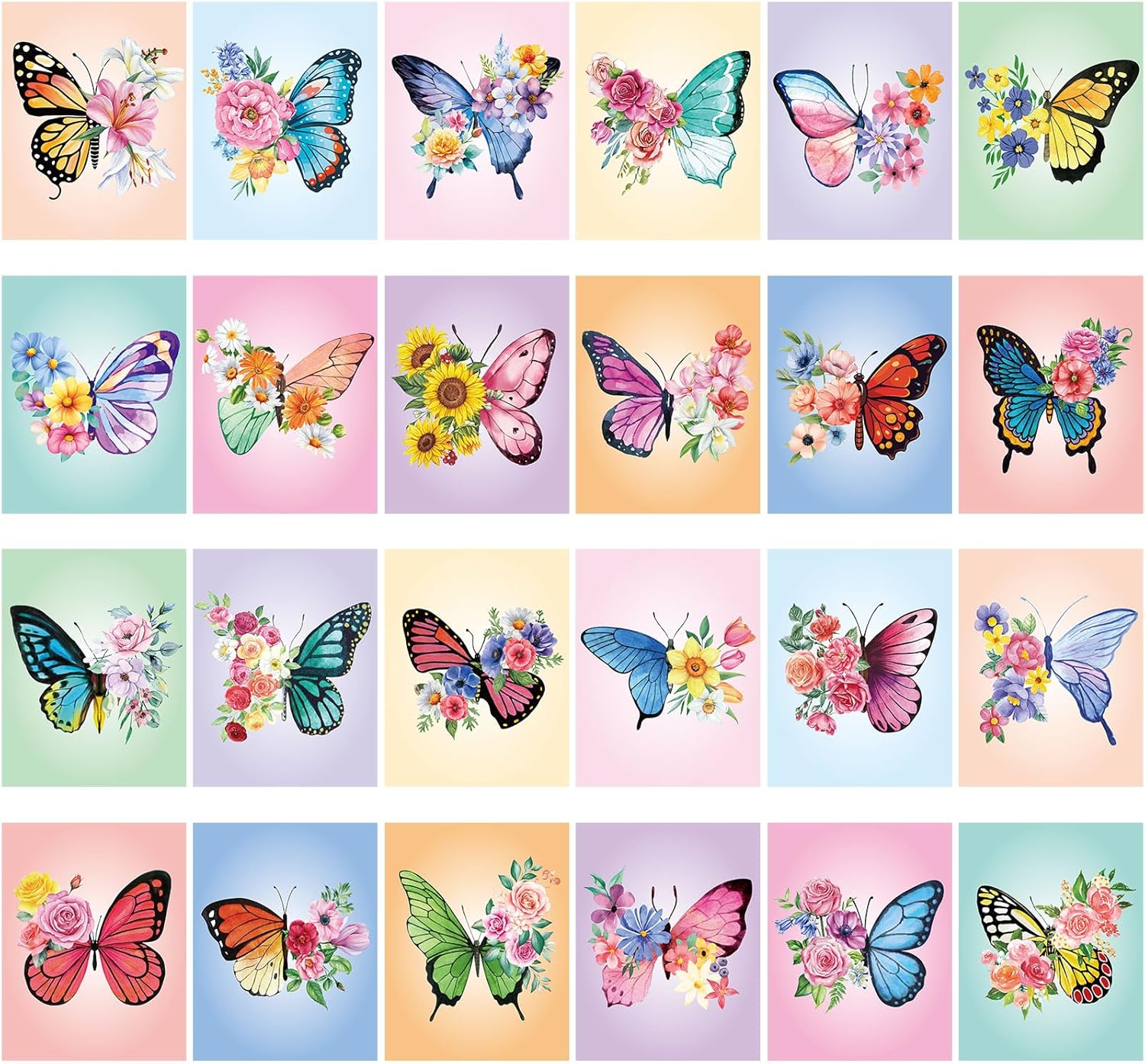 Sherr 24 Pcs Pre Drawn Canvas for Painting Adult Pre Printed Canvas Bulk Sip and Paint Kit Stretched Panels Paint Set for Theme Valentine Painting Night Party Favor(Butterfly,8 x 8 Inch)