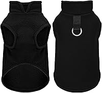 Paiaite Sleeveless Pullover Fleece Vest for Small Dogs - Cozy Tank Top Sweater with Leash Ring & Armholes, Black M