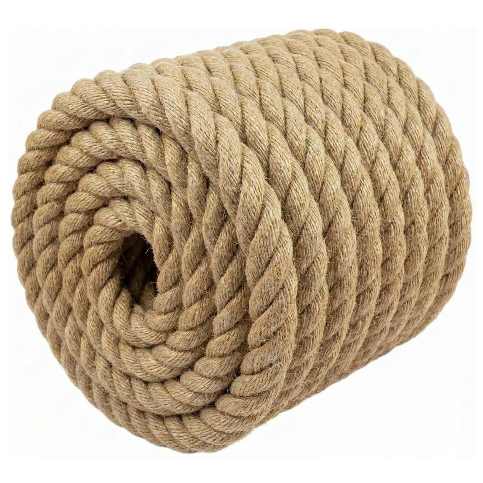 Photo 1 of Natural Jute Rope (1.5 Inch x 200 Feet) Thick Hemp Rope Twisted Manila for Deck Railings, Swing Bed, Tug of War, Docks, Nautical, Decorating