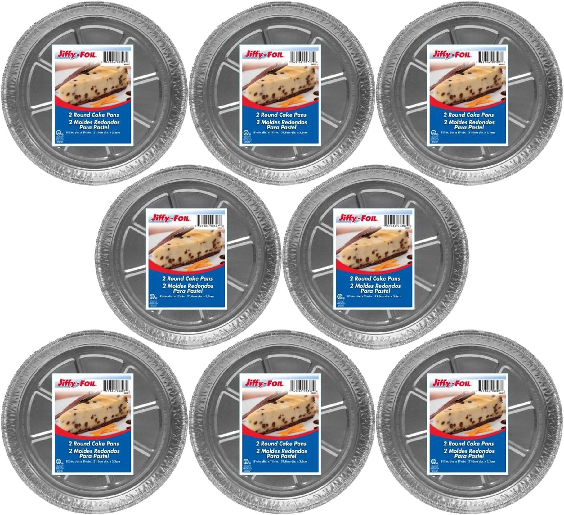 Set of 16 Jiffy Foil Disposable Aluminum 8-1/2" Round Cake Pans (16)