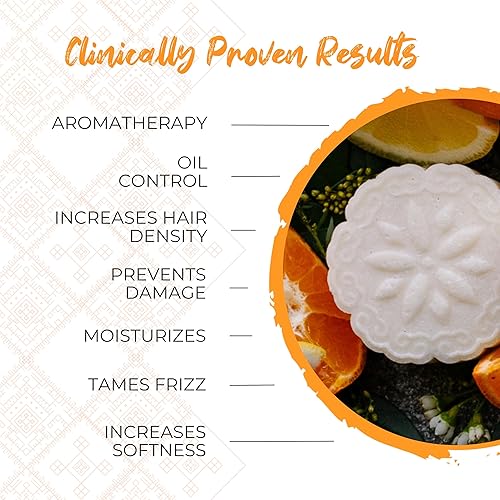 Miniatura 5 de VIORI Barra de champú de aceite esencial de cáscara cítrica - Hecho con agua de arroz para el crecimiento del cabello - Champú hecho a mano sin