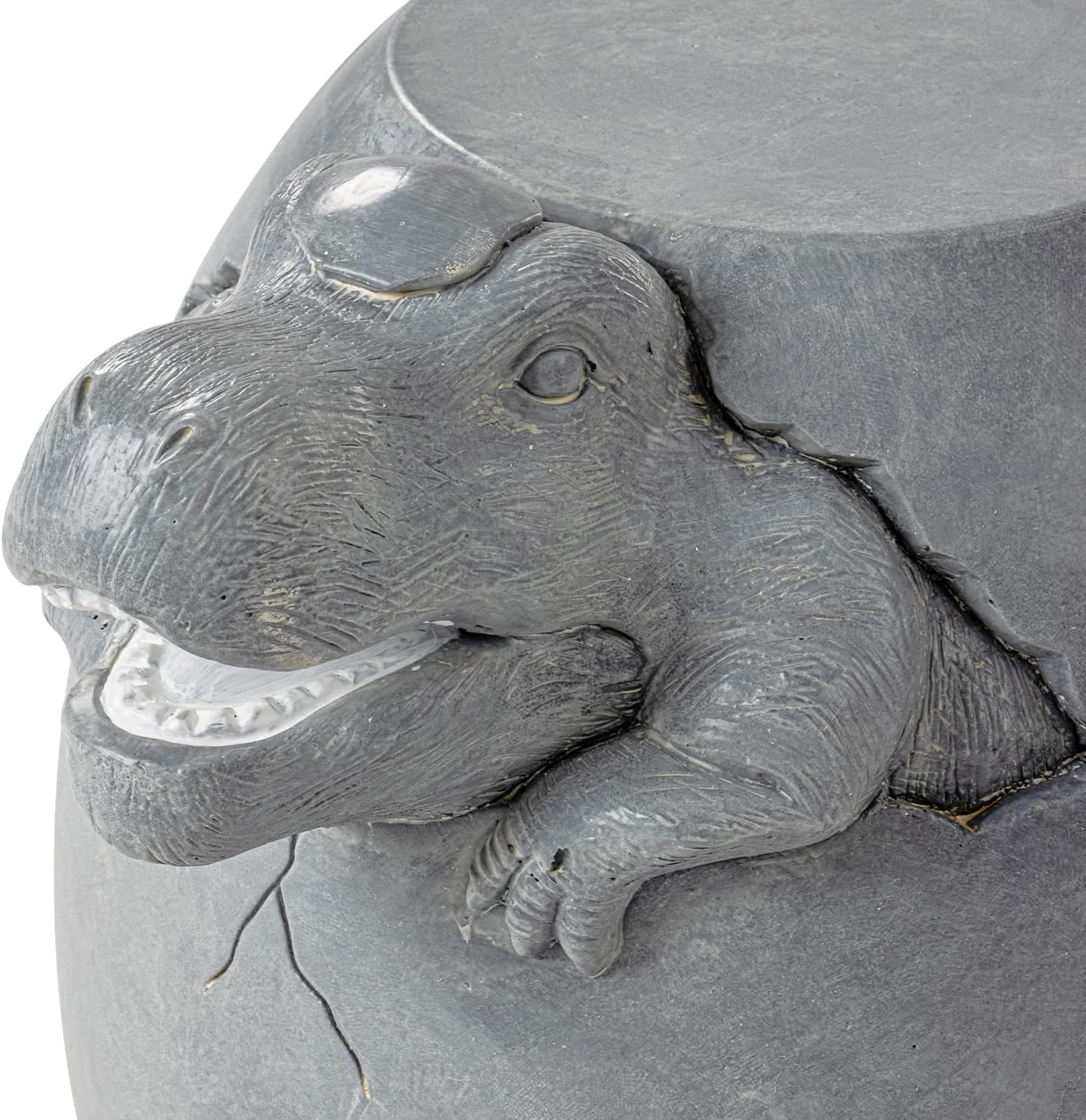 COSIEST Dinosaur Sculpture End Table, 14.6x16.9 inch Concrete Finish Side Table, Round Accent Table for Garden Yard Patio, Light Gray