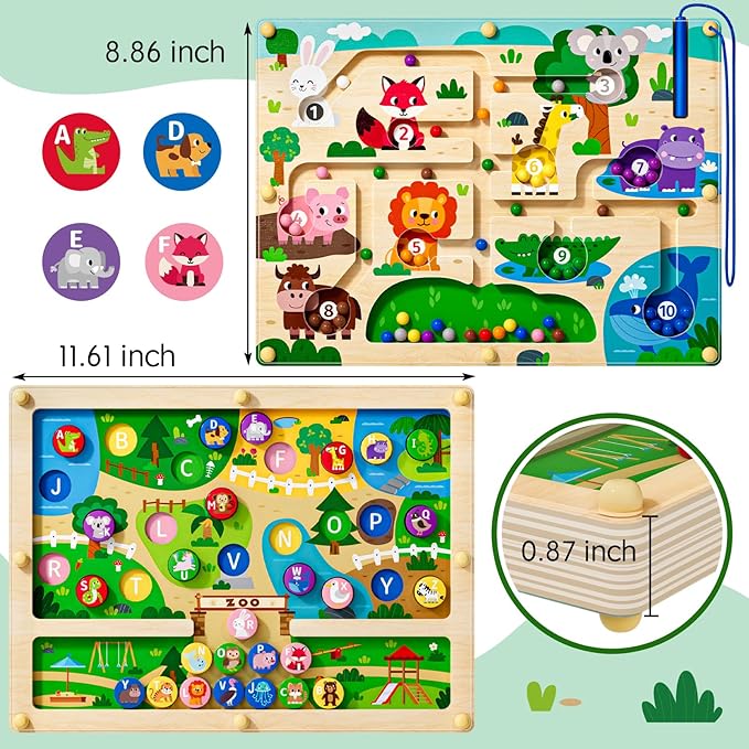 Rompecabezas Madera Laberinto Magnetico Abecedario Animales miniatura 5
