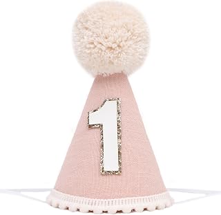 Neutral 1st Birthday Party Hat - Simple First Cone Hat, One Birthday Decoration Photo Props