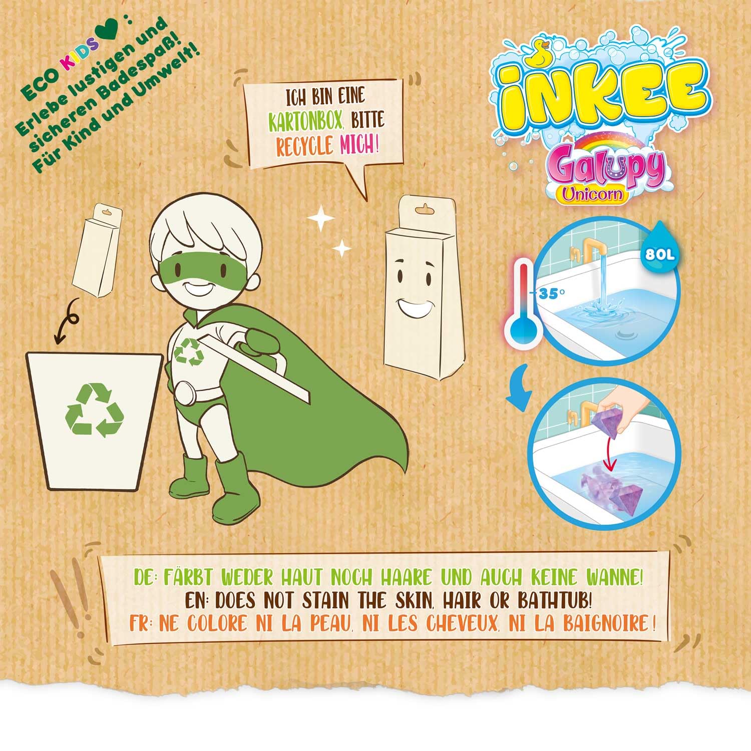 INKEE GALUPY | Coffret de Bain Licorne avec 7 Additifs pour Enfants - Bombes de bain Licorne