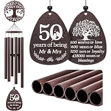 SteadStyle 50th Anniversary Wind Chime, Happy 50th for Parents, Husband, Wife, Couples, Friends - Golden Anniversary Keepsake Tree of Life Wind Chime Large Size 37 in Garden Decor