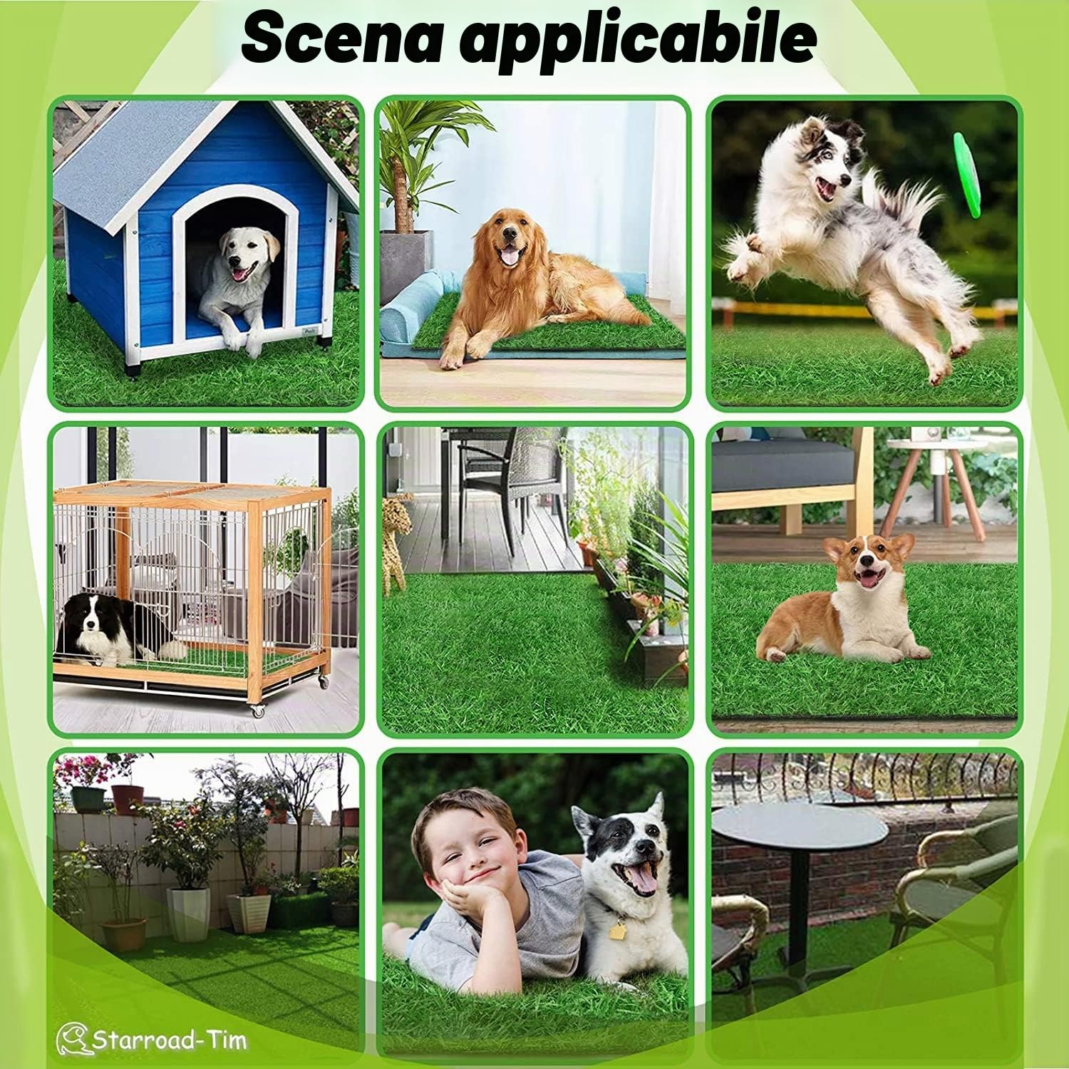 80 * 100 cm Lettiera per cani con erba sintetica per esterni, lettiera per cani per casa, lettiera per cani per appartamento, lettiera per cani per balcone, tappetino riutilizzabile per