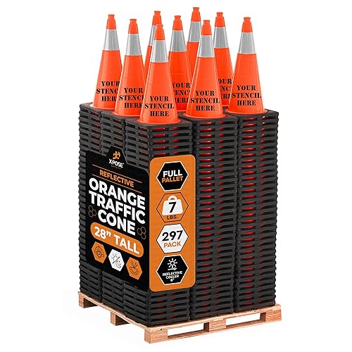 Miniatura 45 de Xpose Safety Conos de tráfico naranjas de 18 pulgadas, resistentes, 3 libras con collar de 6 pulgadas, 1 paquete de conos de seguridad de plástico