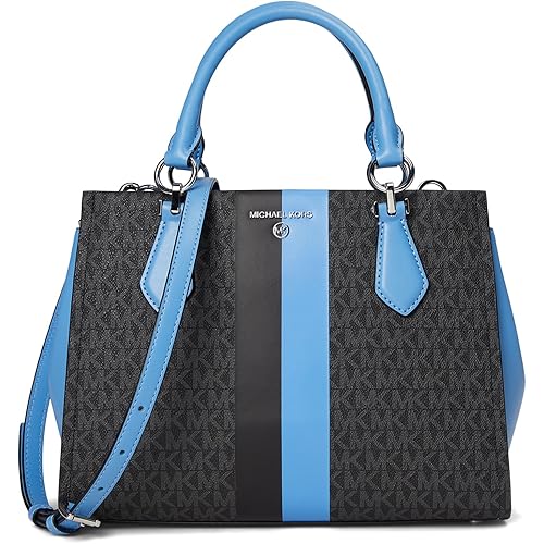 Michael Kors Marilyn Medium Satchel, Silver-Tone Hardware/Black/South Pacific