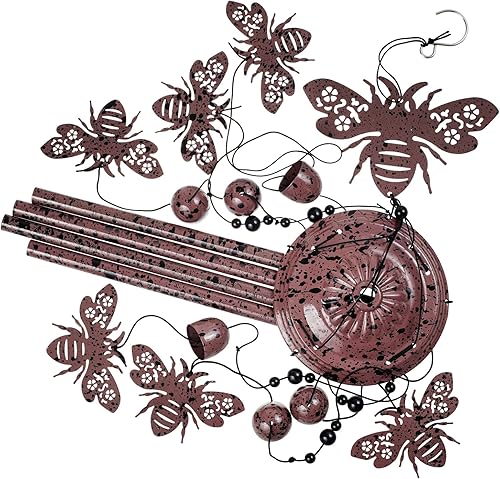Miniatura 4 de Campanillas de viento de abejas de 37 pulgadas para decoración al aire libre, campanas de viento conmemorativas, campanillas móviles, campanillas de