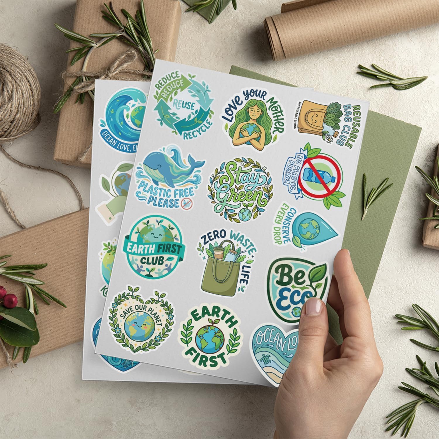 50PCS Environmental Protection Stickers, Earth Day Vinyl Waterproof Stickers for Water Bottles, Laptops, Skateboards & Notebooks, Save the Earth Environmental Decals for Kids Teens Students image 4