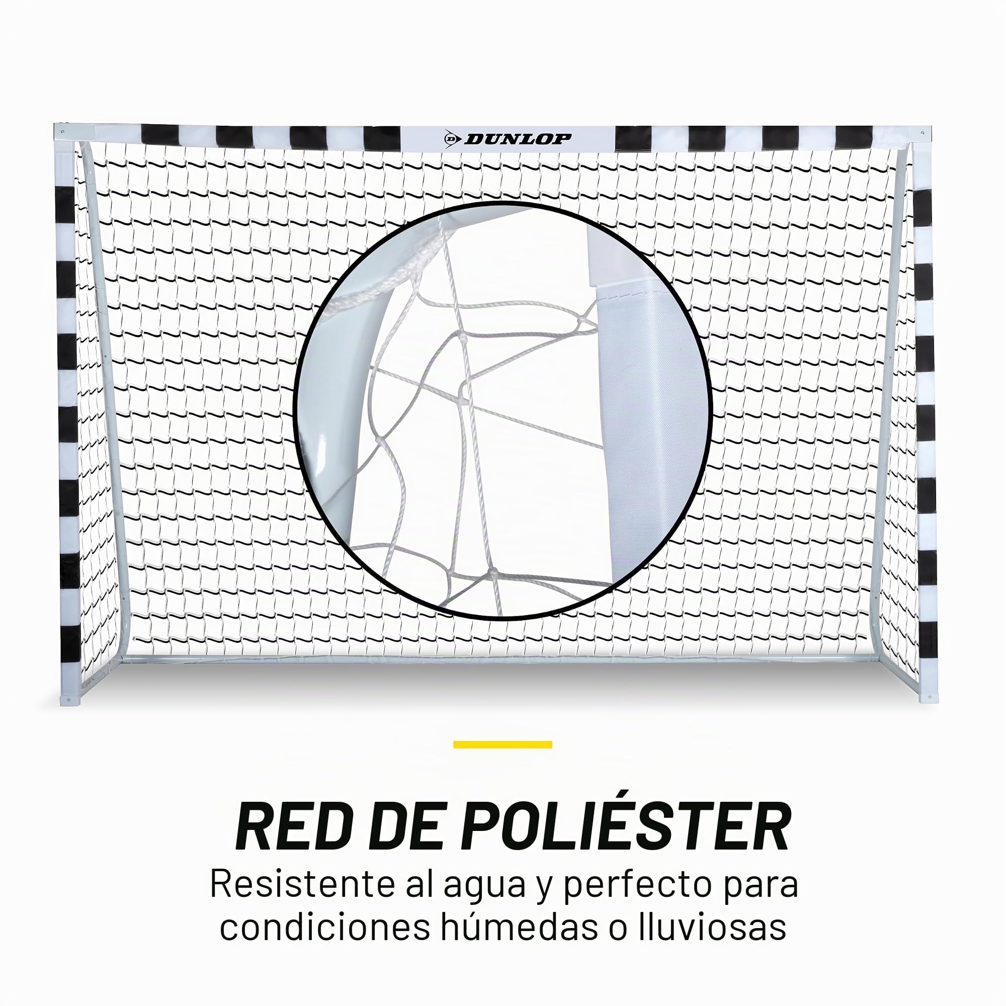 Dunlop Portería de Fútbol - 300x200x90 cm - Metal - Material de Entrenamiento de Fútbol para Todas Las Edades - Fácil Montaje - Negro/Rojo
